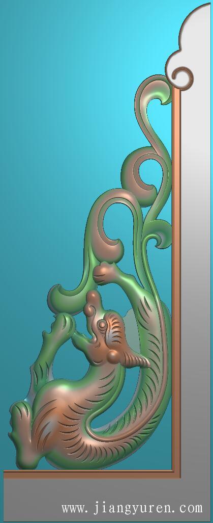 动物浮雕角花精雕图JH161