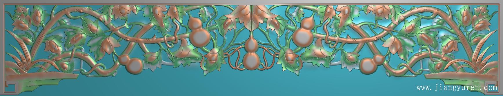 中式挂落门楣葫芦浮雕精雕图LK559
