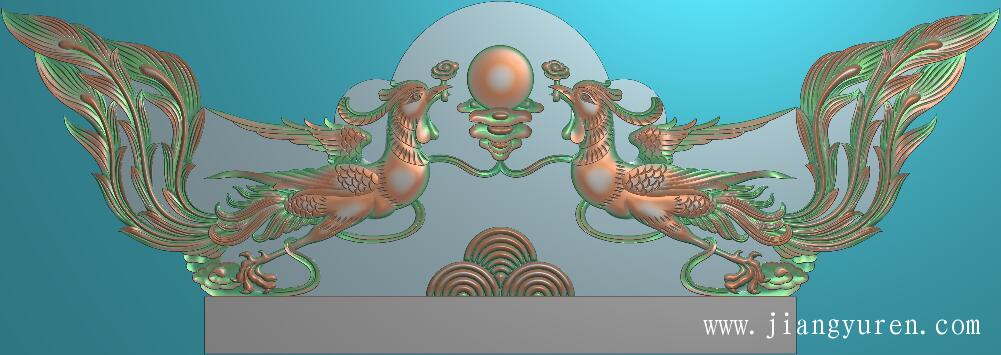 凤凰浮雕碑顶雕刻图双凤jdp
