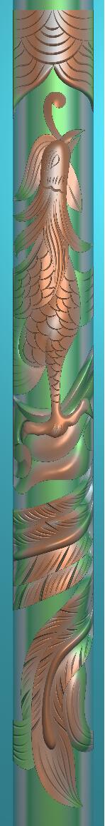 竖条凤凰浮雕精雕图jdp格式1349