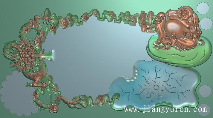 龙佛茶盘浮雕图jdp雕刻素材