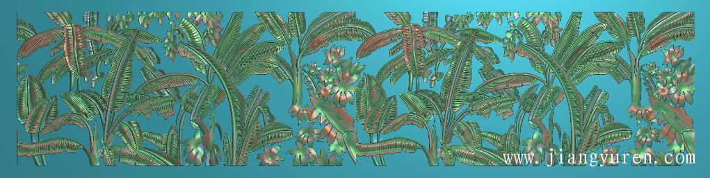 芭蕉叶横版长形精雕图N017