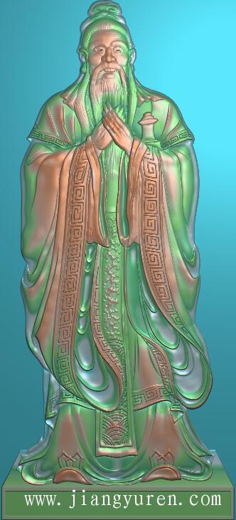 古代人物孔子老人人物整体jdp浮雕图RW-101