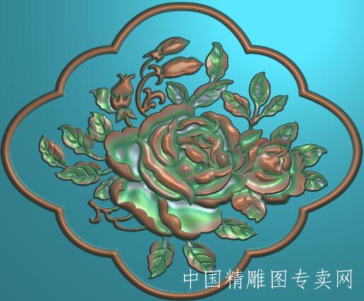 单朵牡丹花JDP浮雕设计图B029