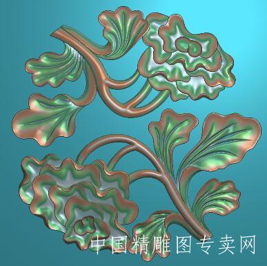 牡丹花叶子浮雕图植物树叶jdp设计素材B198