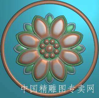 圆形洋花花瓣浮雕图jdp简易雕刻素材L036