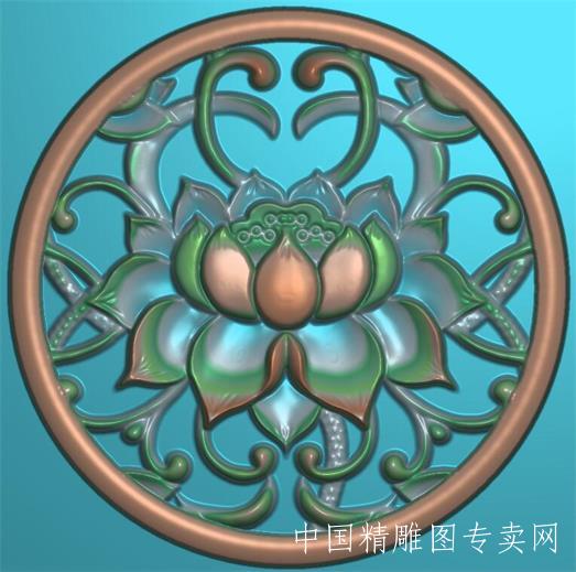 圆形莲花座精雕图JDP浮雕镂空素材L002