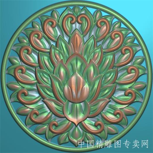 雕花精雕图圆形洋花欧式JDP浮雕图橱柜木门贴花L032