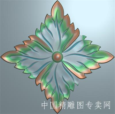 方形菱形洋花精雕浮雕图C027