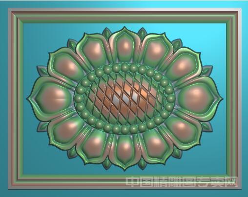长方形截面线边框椭圆洋花精雕图浮雕JDP文件FH052